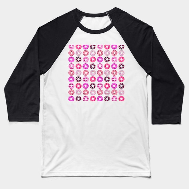 Donuts Magenta Baseball T-Shirt by CatCoq